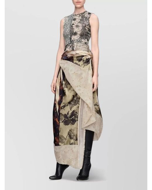 Maison Margiela Gray Sleeveless Dress Draped Skirt Sequin Floral