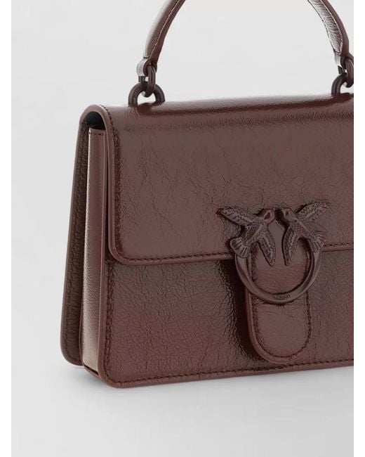 Pinko Brown Love Bag One Mini Leather Shoulder Bag