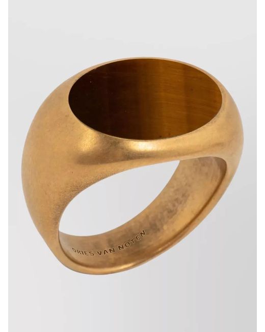 Dries Van Noten Brown Brass Stone Signet Ring for men
