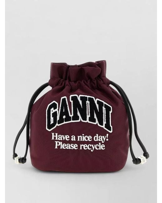 Ganni Red Na Recycled Polyamide Bucket Bag