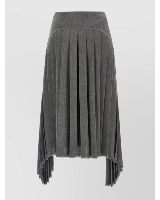 Jil Sander Gray Wool Pleated Skirt