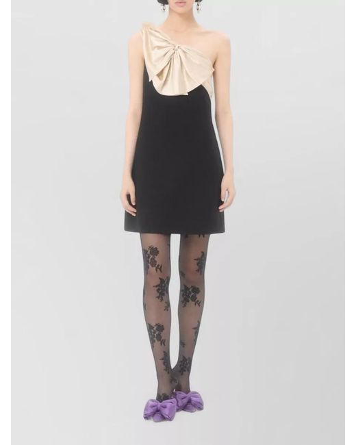 Valentino Garavani Black Silk One-Shoulder Mini Dress
