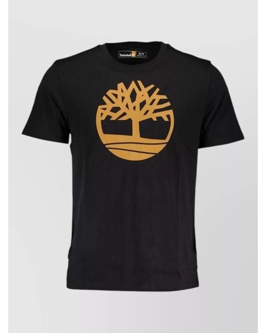 Timberland Black Organic Cotton Logo Print T-Shirt for men