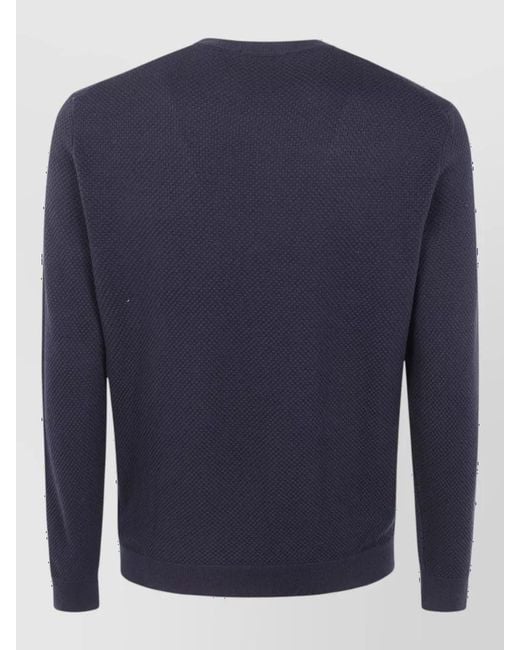 Zanone Blue Wool Slim-Fit Crew-Neck Sweater for men