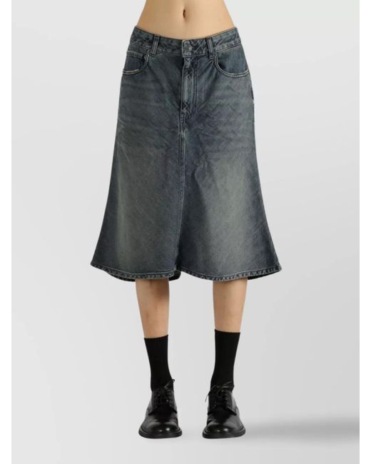 Balenciaga Gray Cotton Midi A-Line Skirt