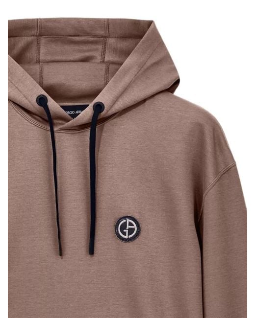 Giorgio Armani Brown Hooded Crewneck Jacket Long Sleeves for men