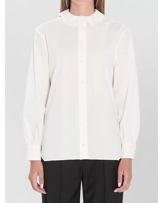 Saint Laurent White Cotton Long-Sleeve Shirt