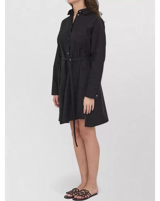 Loewe Black Belted Shirt Dress Silk Cotton Blend