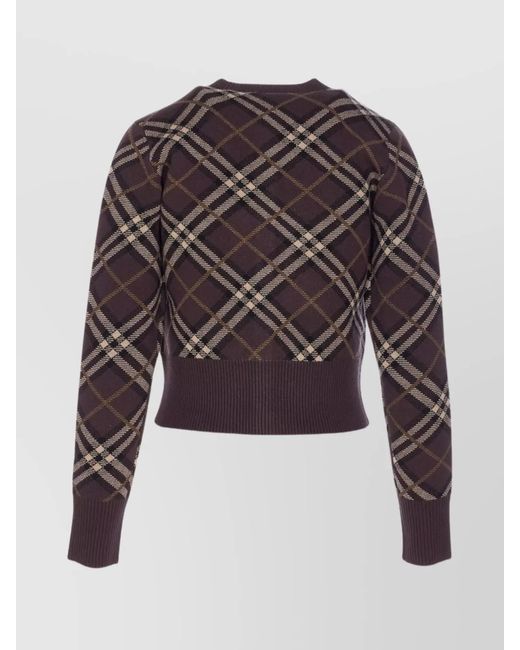 Burberry Multicolor Cashmere Wool Checked Crewneck Cardigan