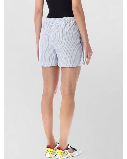 The Attico Blue Striped Cotton Poplin Knee-Length Shorts