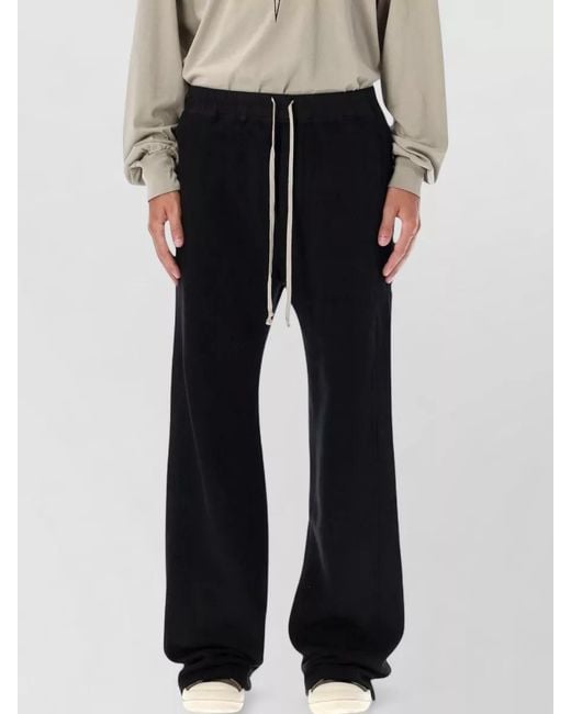 Rick Owens Black Wide Leg Utilitarian Cotton Fleece Trousers for men