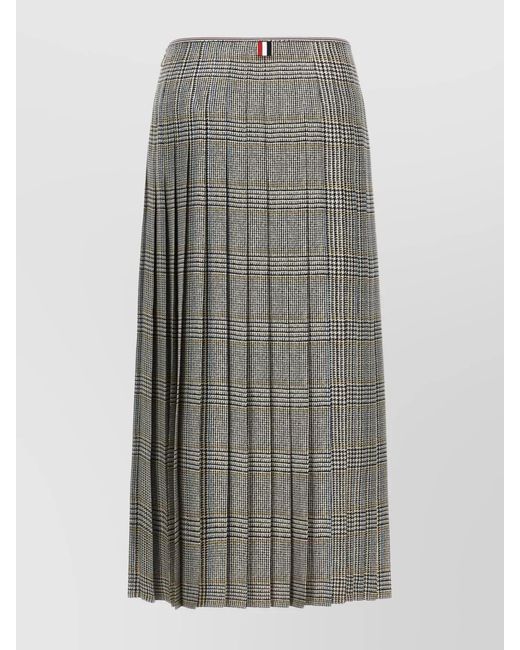 Thom Browne Gray Silk Tweed Pleated Skirt