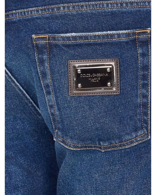 Dolce & Gabbana Blue Denim Slim-Fit Straight-Leg Jeans for men