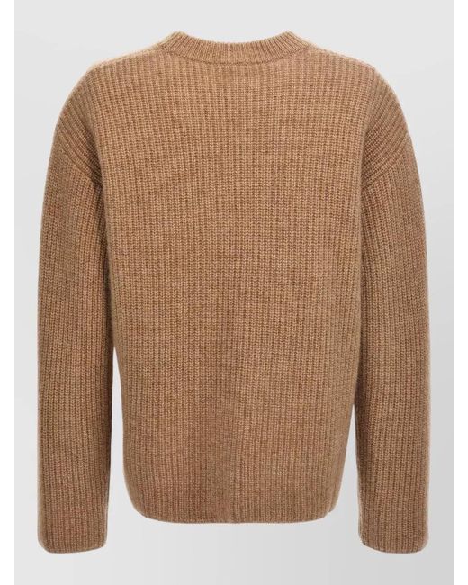 P.A.R.O.S.H. Brown Cashmere Crew Neck Sweater Long Sleeves Ribbed