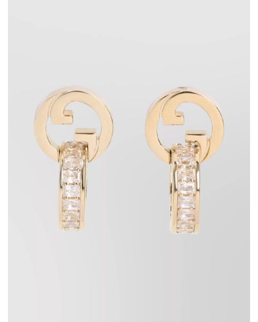 Gucci Natural Gemstone Hoop Earrings Gg Pendant