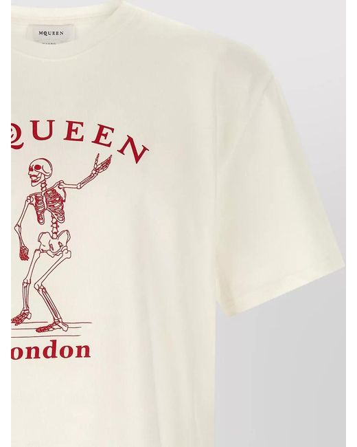 McQueen Natural Skeleton Cotton T-Shirt for men