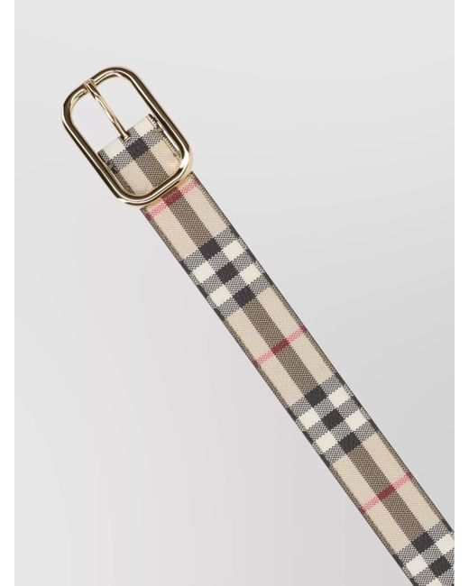 Burberry Natural Checkered Pattern Buckle Belts