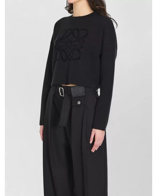 Loewe Black Ribbed Cropped Relaxed-Fit Knitted Top