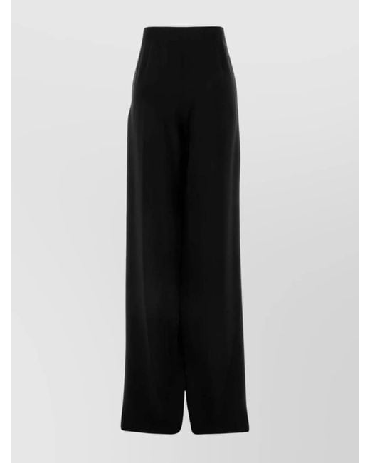 Saint Laurent Black Silk Wide-Leg Trousers