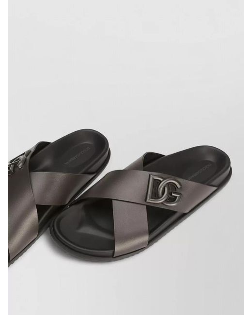 Dolce & Gabbana Gray Leather Sandals for men