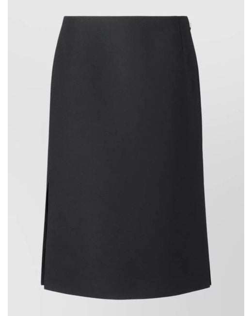 Fendi Blue Midi Skirt Slim Fit Side Slit Lined