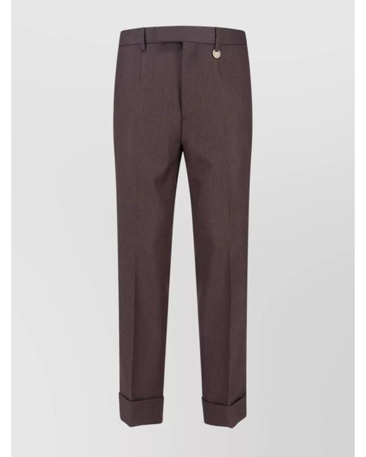 Burberry Brown Straight Trousers With Cuffed Hem And Pockets for men