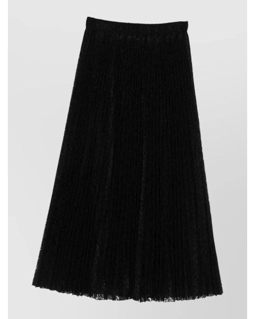 Ermanno Scervino Black Embroidered Long Pleated Skirt
