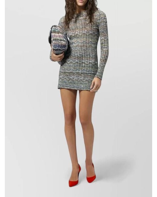 Missoni Gray Caperdoni Crewneck Dress Fitted Silhouette