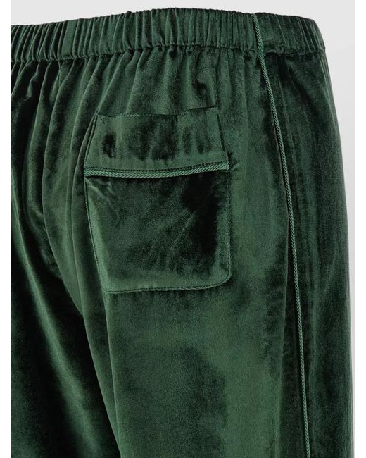 F.R.S For Restless Sleepers Green Velvet Pants Elastic Waistband Button Back Pockets