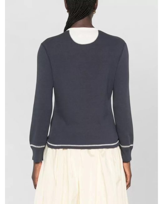 Chloé Blue Cotton Crew-Neck Cardigan