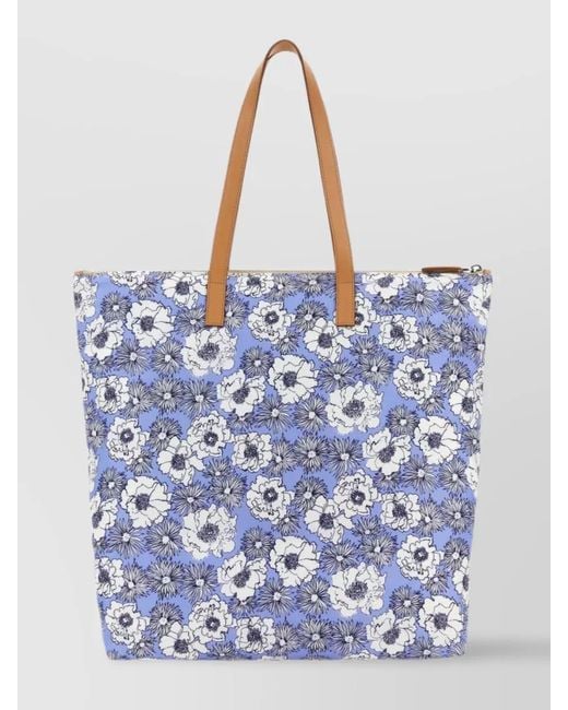 Prada Blue Flower Pattern Nylon Tote Bag for men