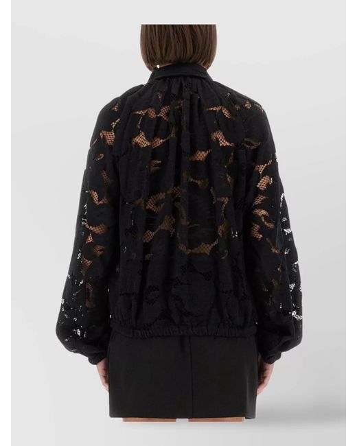 Patou Black Lace Balloon Blouse