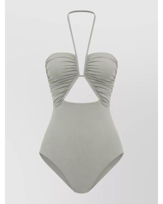 Rick Owens Gray Cutout One-Piece Swimsuit