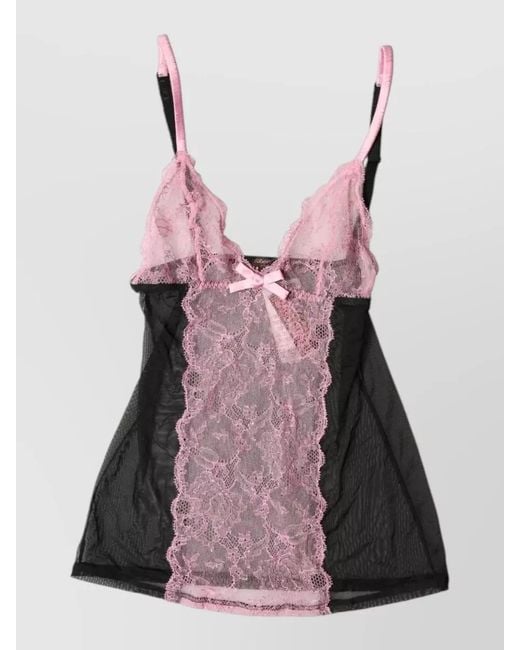 Roberto Cavalli Pink Floral Lace Lingerie Top Sheer Straps