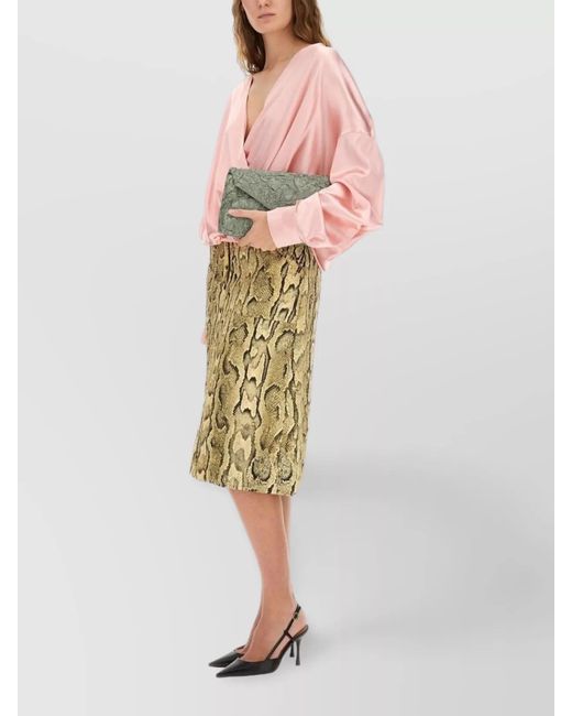 Dries Van Noten Yellow Animal-Print Pencil Skirt