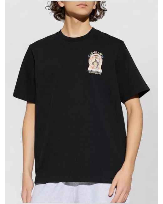 Casablanca Black Printed Organic Cotton Short-Sleeve T-Shirt for men