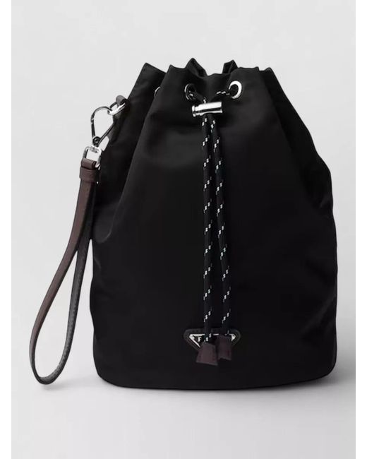 Prada Black Clutch Bag Adjustable Strap Metal Eyelets