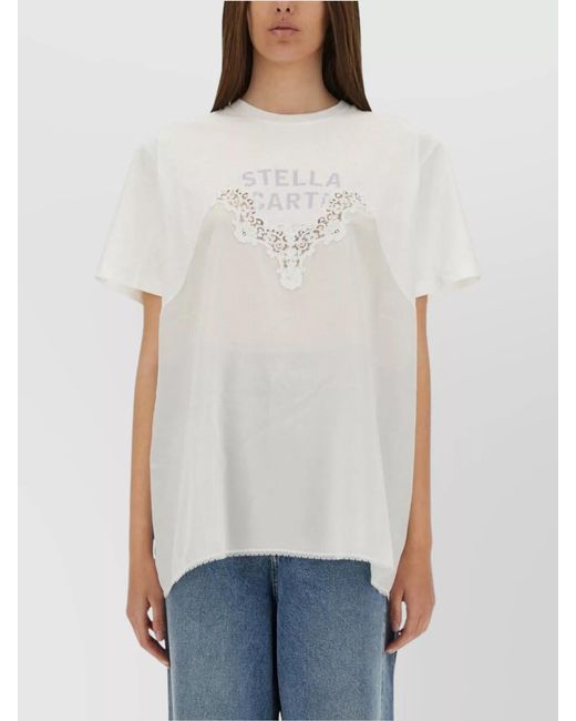 Stella McCartney Blue Lace Insert Relaxed Fit T-Shirt