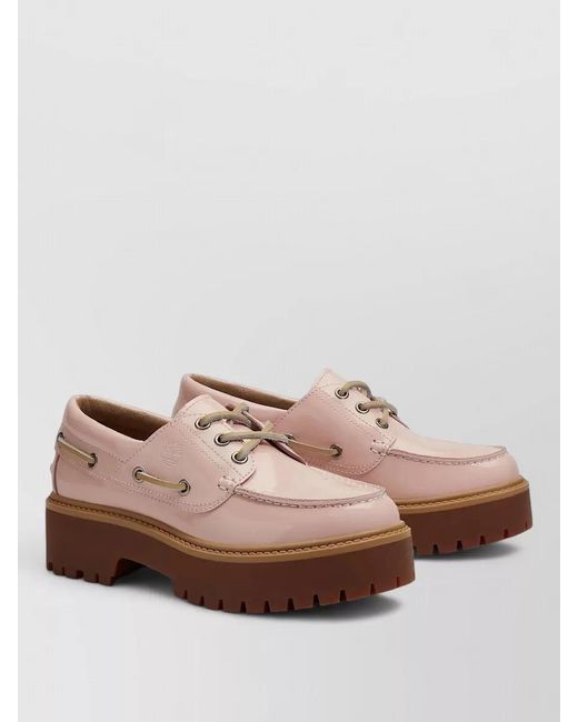 Timberland Pink Lace Up Low Top Shoes Lug Sole