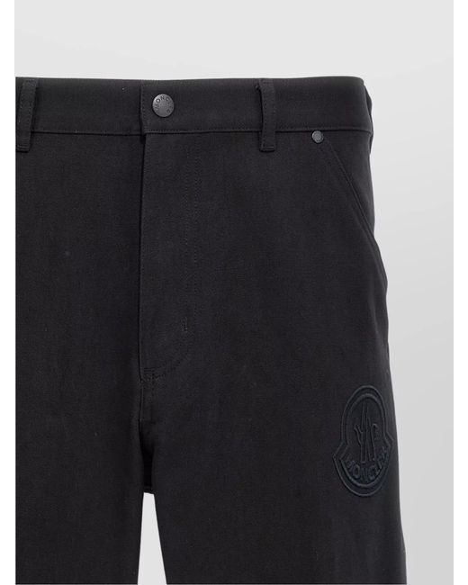 Moncler Blue Cotton Straight-Leg Trousers for men