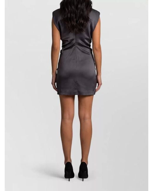 FEDERICA TOSI Blue Sleeveless Satin Mini Dress Crew Neck