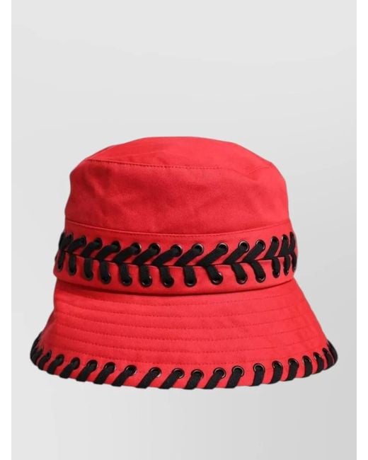 Dolce & Gabbana Red Lace Wide Brim Bucket Hat