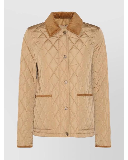 Burberry Natural Quilted Nylon Fitted Jacket