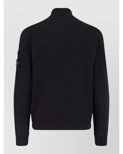 Stone Island Blue High Neck Jacket Long Sleeves Pockets for men