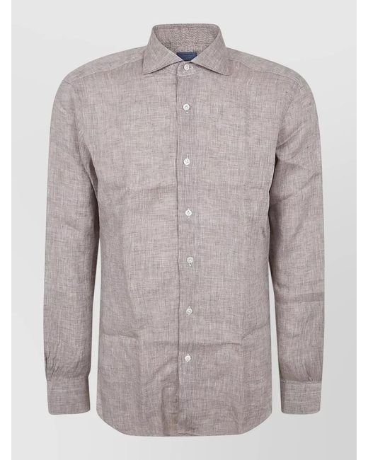 Barba Napoli Gray Linen Regular-Fit Shirt for men