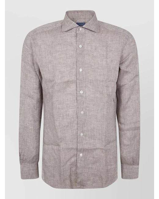 Barba Napoli Gray Long Sleeve Shirt Featuring Button Cuffs for men