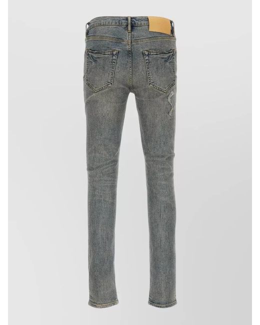 Purple Gray P001 Vintage Denim Jeans Five Pocket Belt for men