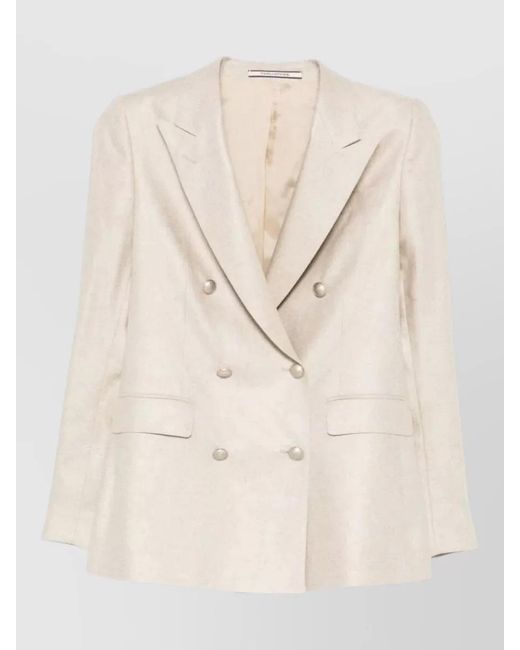 Tagliatore Natural Double Breasted Jacket Notch Lapels