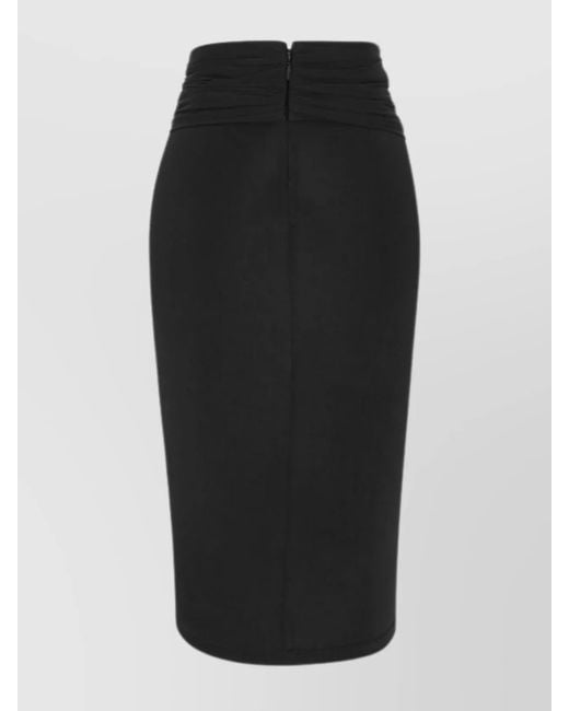 Saint Laurent Black Draped Pencil Skirt