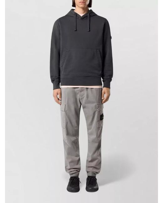 Stone Island Gray Cotton Trousers Cargo Design Multiple Pockets for men